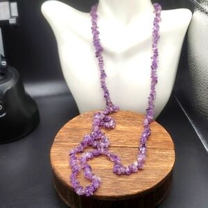 N2738 purple amythest natural earth precious stone long length necklace